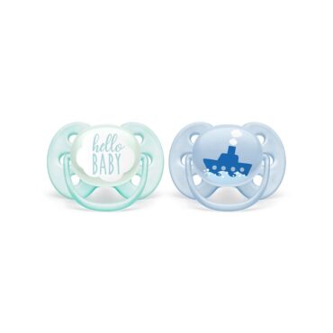 Philips Avent Ultra Soft Pacifiers (0-6m) for Boy, Hello Baby & Ship - 2 Pcs