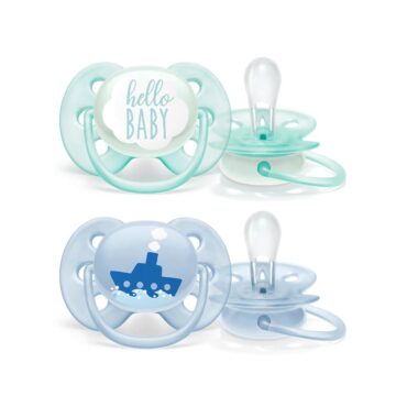 Philips Avent Ultra Soft Pacifiers (0-6m) for Boy, Hello Baby & Ship - 2 Pcs
