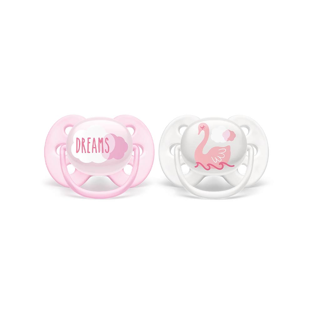 Philips Avent Ultra Soft Pacifiers (0-6m) for Girl, Flamingo & Dreams - 2 Pcs