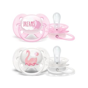 Philips Avent Ultra Soft Pacifiers (0-6m) for Girl, Flamingo & Dreams - 2 Pcs