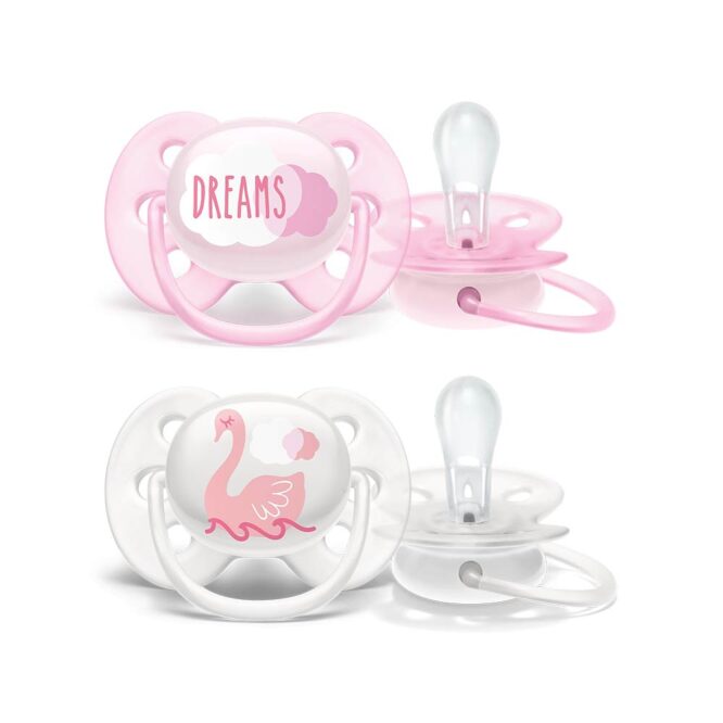 Philips Avent Ultra Soft Pacifiers (0-6m) for Girl, Flamingo & Dreams - 2 Pcs