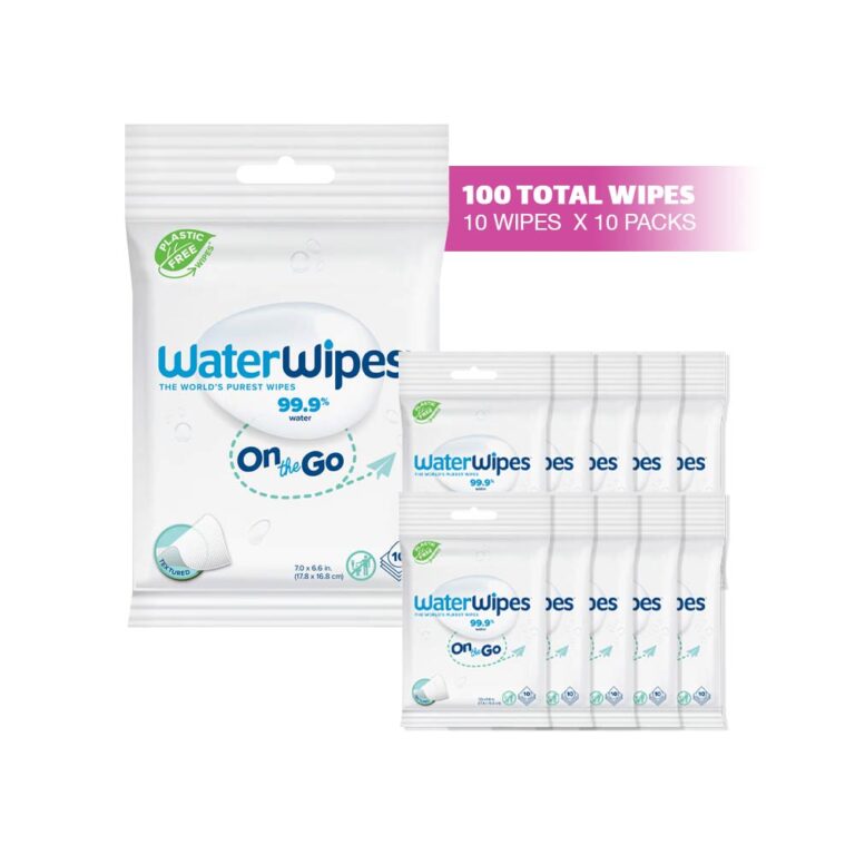 WaterWipes Plastic-Free On the Go - (10x10) 100 Wet Wipes Pack