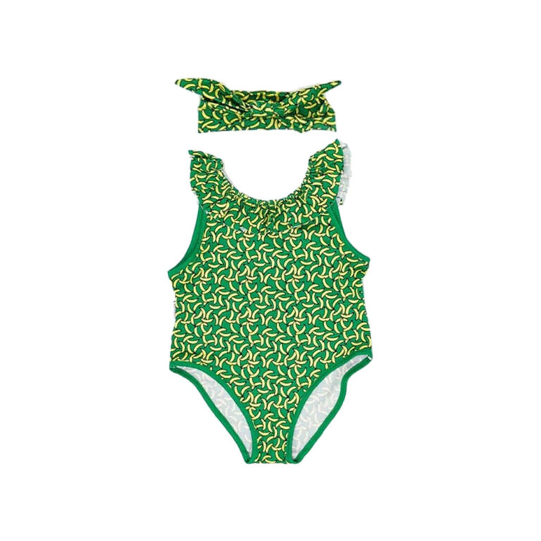 Baby Wawa Swimwear with Hair Band for Girls - Banana Green