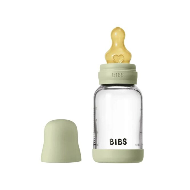 Bibs Baby Anti-Colic Glass Bottle (0m+) Slow Flow 120ml - Sage