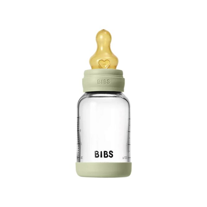 Bibs Baby Anti-Colic Glass Bottle (0m+) Slow Flow 120ml - Sage
