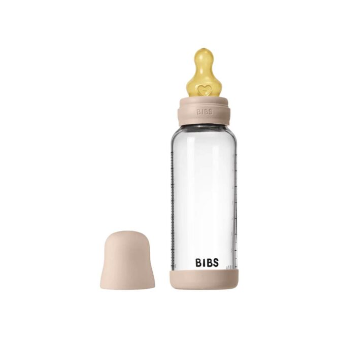 Bibs Baby Anti-Colic Glass Bottle (2m+) Medium Flow 240ml - Blush