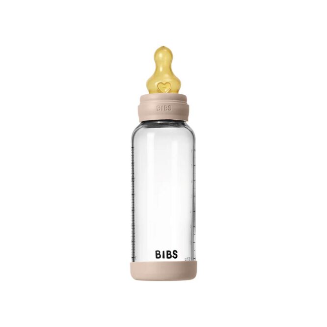 Bibs Baby Anti-Colic Glass Bottle (2m+) Medium Flow 240ml - Blush