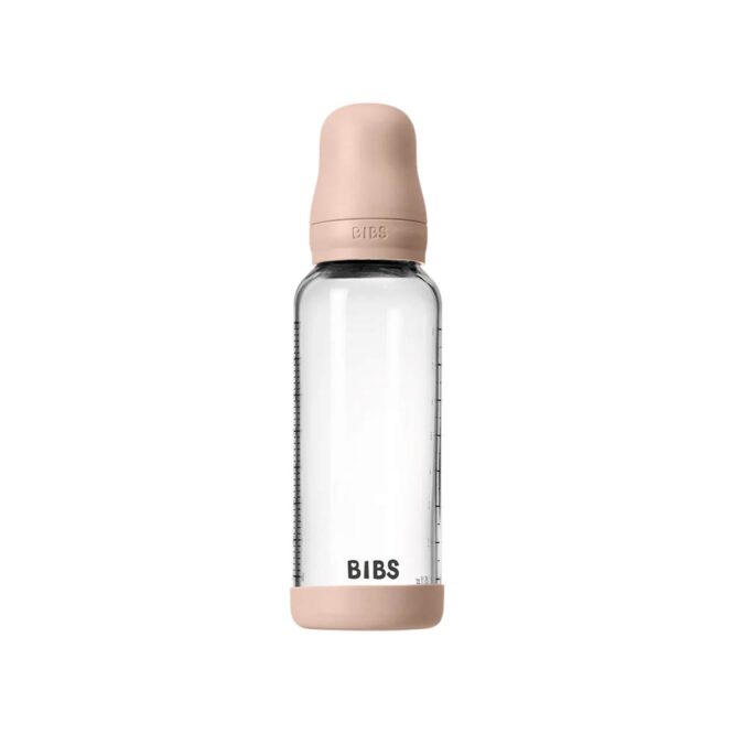 Bibs Baby Anti-Colic Glass Bottle (2m+) Medium Flow 240ml - Blush