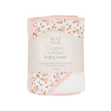 All4Ella Organic Hooded Baby Towel (0m+) Floral Bouquet