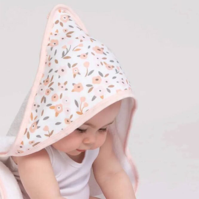 All4Ella Organic Hooded Baby Towel (0m+) Floral Bouquet