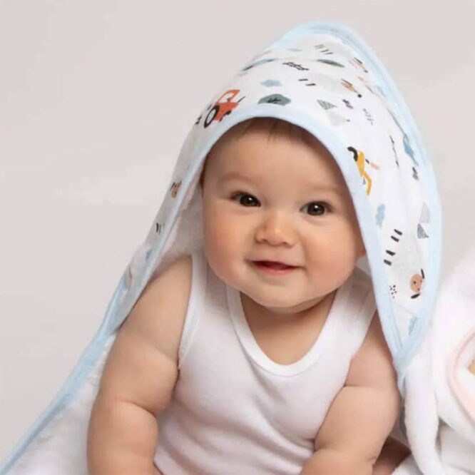 All4Ella Organic Hooded Baby Towel (0m+) Barnyard