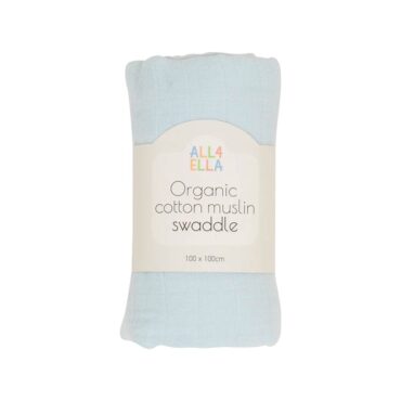 All4Ella Organic Cotton Muslin Swaddle (0m+) Blue
