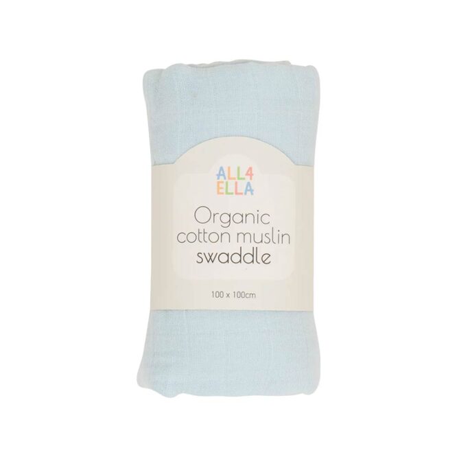 All4Ella Organic Cotton Muslin Swaddle (0m+) Blue