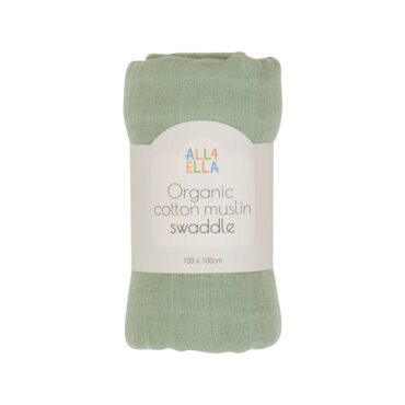 All4Ella Organic Cotton Muslin Swaddle (0m+) Sage