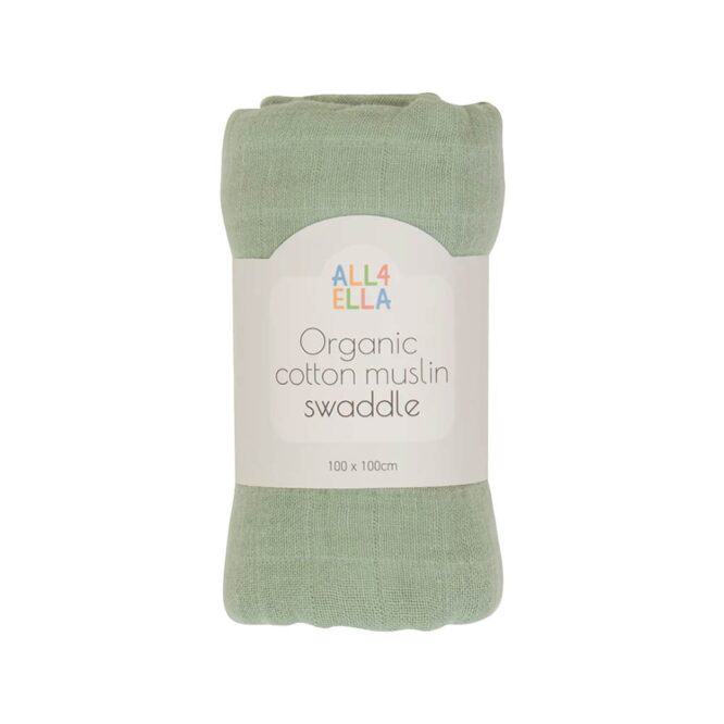 All4Ella Organic Cotton Muslin Swaddle (0m+) Sage