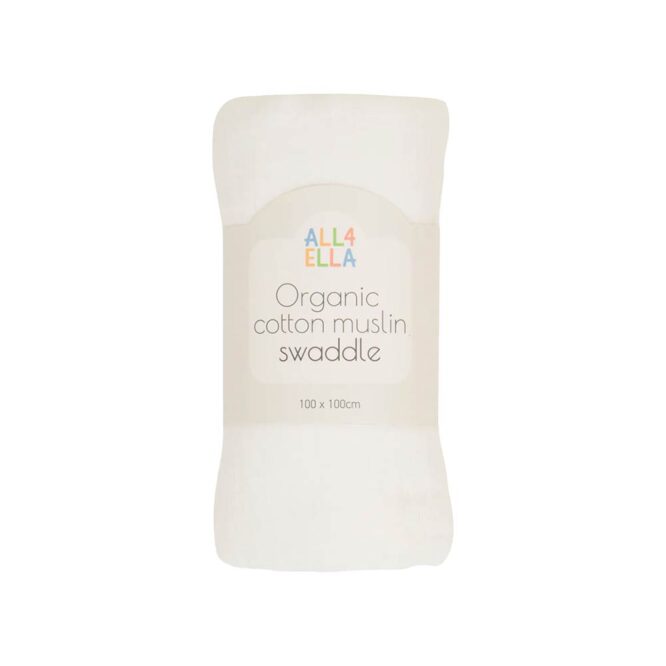 All4Ella Organic Cotton Muslin Swaddle (0m+) White
