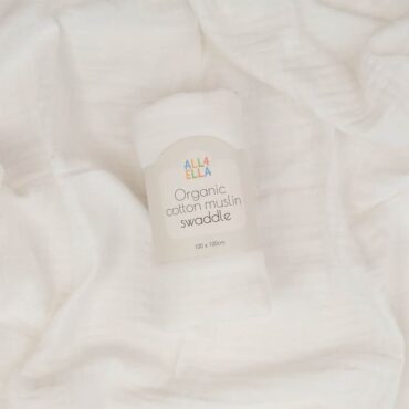 All4Ella Organic Cotton Muslin Swaddle (0m+) White