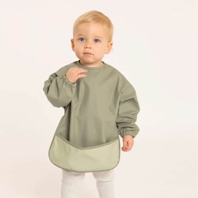All4Ella Recycled Long Sleeve Bib (6m+) Sage