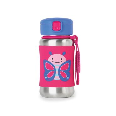 Skip Hop Zoo Stainless Steel Straw Bottle - Butterfly