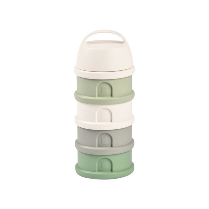 Beaba 4 Compartments Formula Container - Cotton/Sage Green