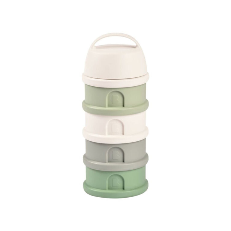 Beaba 4 Compartments Formula Container - Cotton/Sage Green