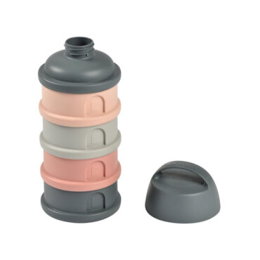 Beaba 4 Compartments Formula Container - Mineral Gray/Pink