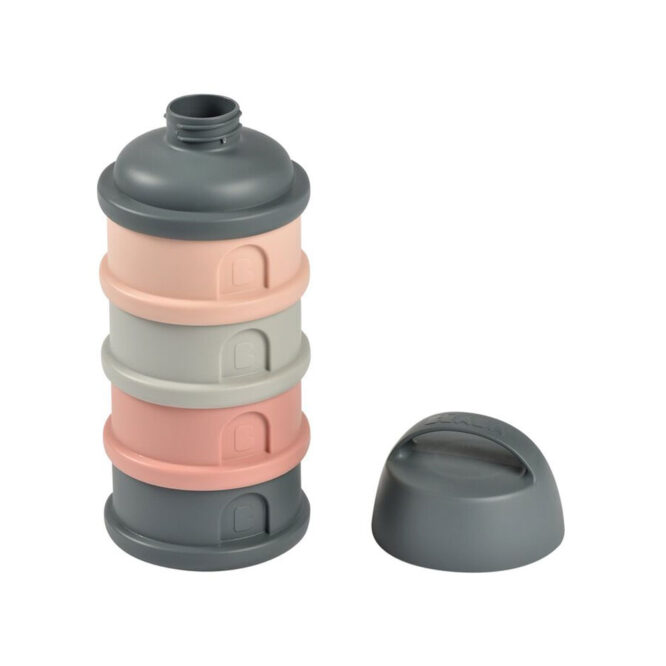 Beaba 4 Compartments Formula Container - Mineral Gray/Pink