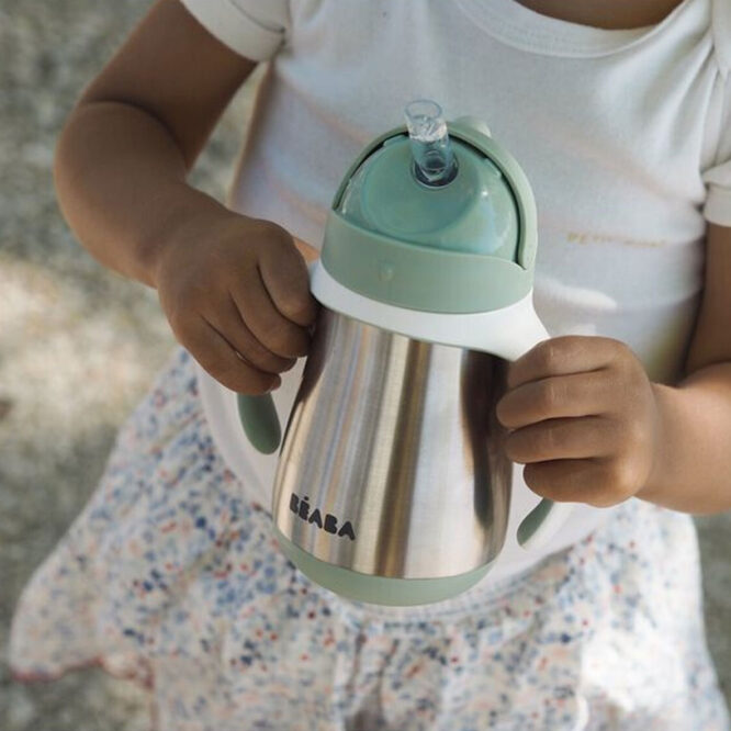 Beaba Stainless Steel Straw Cup (8m+) 250ml - Green