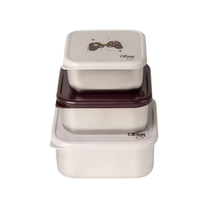 Citron Stackable Stainless Steel Lunchbox (Set of 3) - Cool Kid
