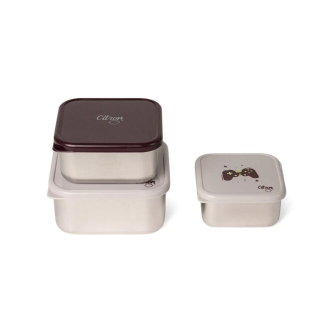 Citron Stackable Stainless Steel Lunchbox (Set of 3) - Cool Kid