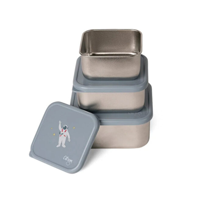 Citron Stackable Stainless Steel Lunchbox (Set of 3) - Spaceship