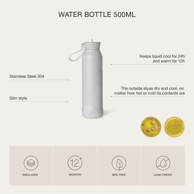 Citron Stainless Steel Medium Water Bottle 500ml Features