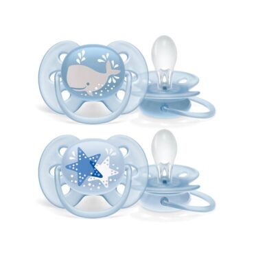 Philips Avent Ultra Soft Pacifiers (6-18m) for Boy, Star & Whale - 2 Pcs
