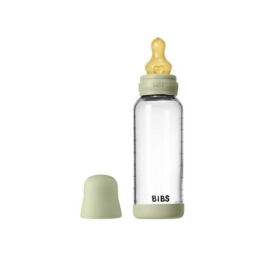 Bibs Baby Anti-Colic Glass Bottle (2m+) Medium Flow 240ml - Sage