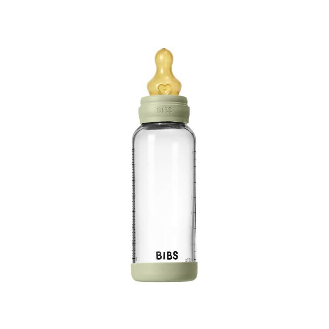 Bibs Baby Anti-Colic Glass Bottle (2m+) Medium Flow 240ml - Sage