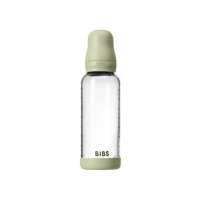 Bibs Baby Anti-Colic Glass Bottle (2m+) Medium Flow 240ml - Sage