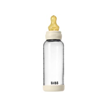 Bibs Baby Anti-Colic Glass Bottle (2m+) Medium Flow 240ml - Ivory