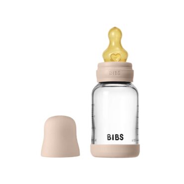 Bibs Baby Anti-Colic Glass Bottle (0m+) Slow Flow 120ml - Blush