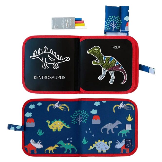Jaq Jaq Bird Color It Reusable Drawing Book with 4 Butterstix Chalk - 8 Pages, Dino