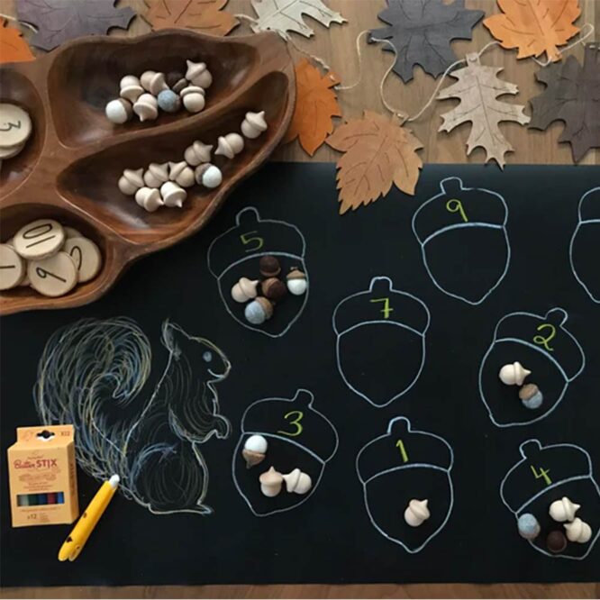 Jaq Jaq Bird Reusable Chalk Table Runner with 4 Butterstix Chalk