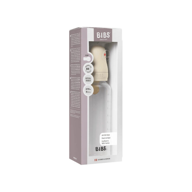 Bibs Baby Anti-Colic Plastic Bottle (2m+) Medium Flow 270ml - Ivory