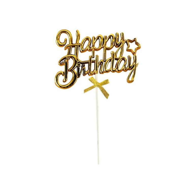 Happy Birthday Cake Topper - Gold