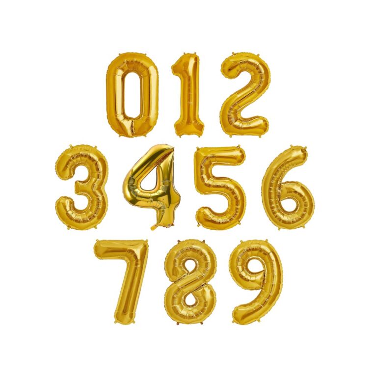 Golden Foil Balloon Numbers (0 to 9)