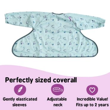 Tidy Tot Coverall Bib Long Sleeve (up to 2Yrs) - Owls