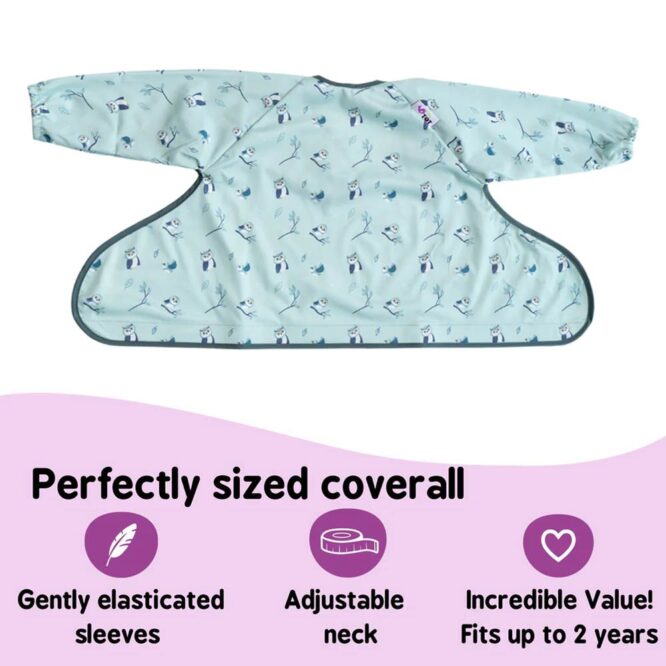 Tidy Tot Coverall Bib Long Sleeve (up to 2Yrs) - Owls