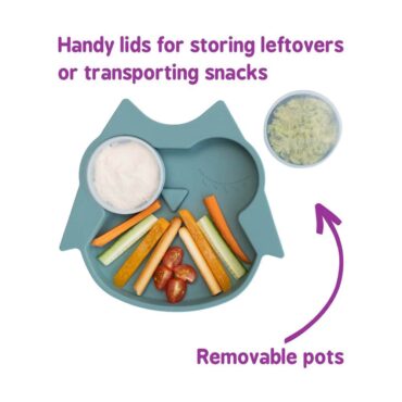 Tidy Tot Silicone Suction Plate with Pots - Owl