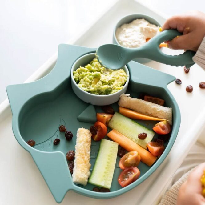 Tidy Tot Silicone Suction Plate with Pots - Owl