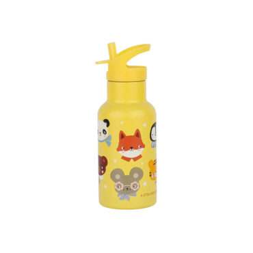 A Little Lovely Stainless Steel Water Bottle 350ml - Animal Friends