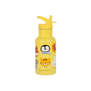 A Little Lovely Stainless Steel Water Bottle 350ml - Animal Friends