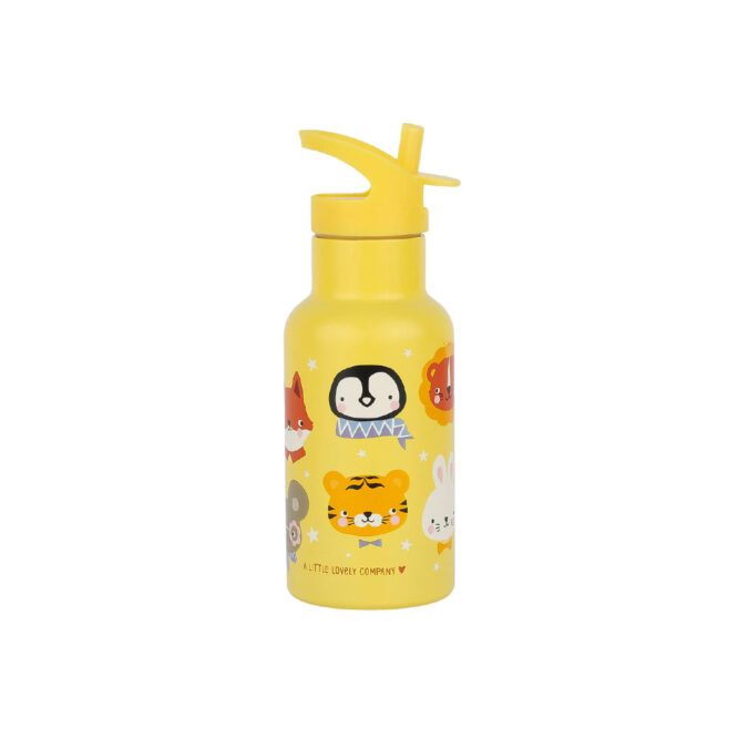 A Little Lovely Stainless Steel Water Bottle 350ml - Animal Friends